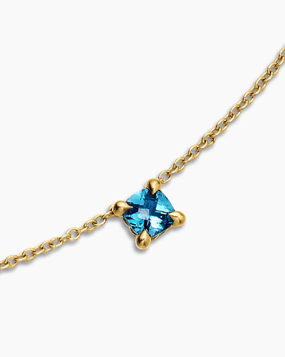 Womens Chatelaine® Teen Necklace in 18K Yellow Gold with Hampton Blue Topaz, 4mm