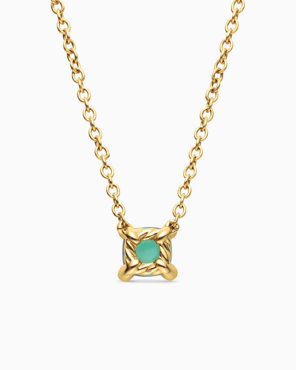 Womens Chatelaine® Teen Necklace in 18K Yellow Gold with Chrysoprase, 4mm
