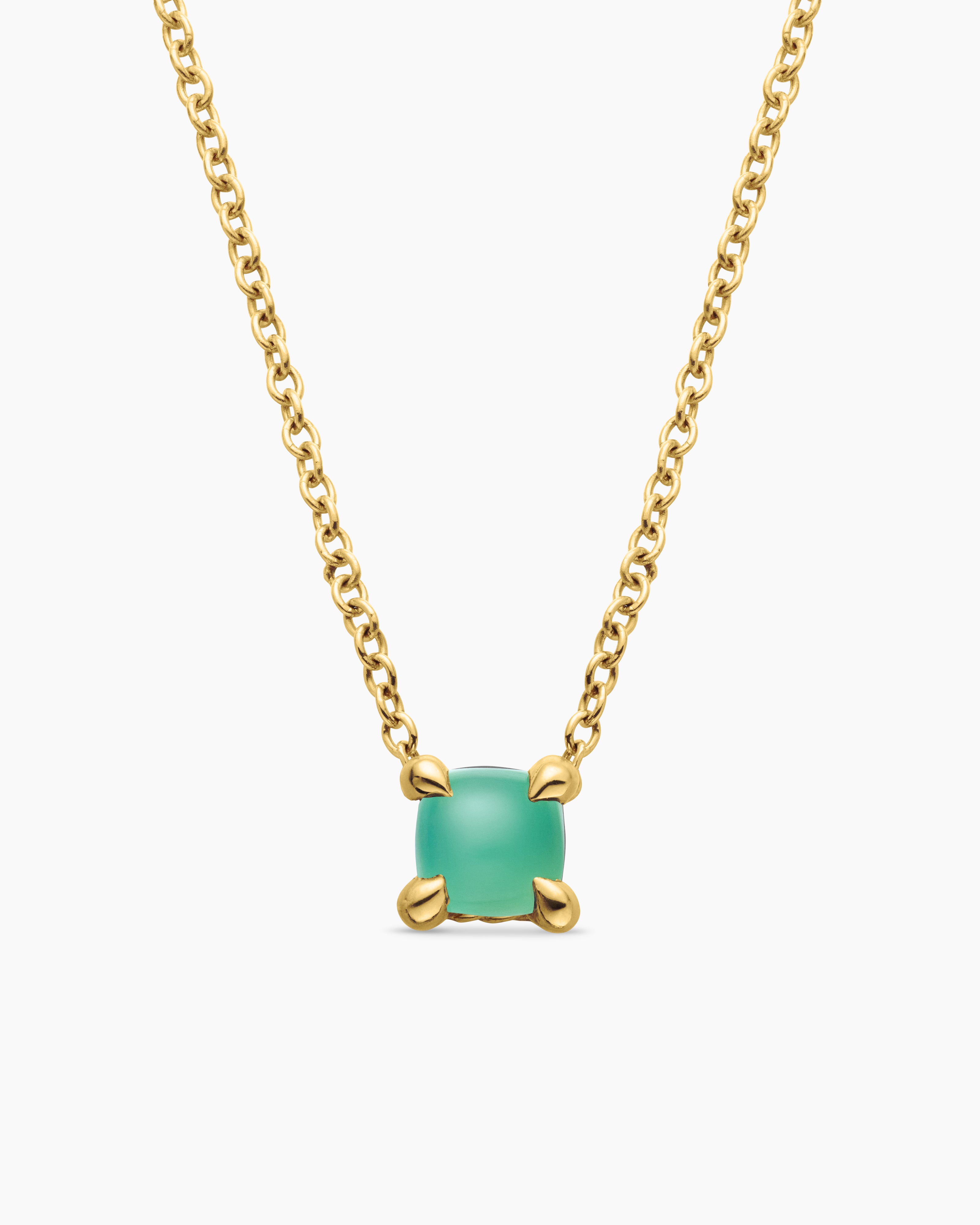 Womens Chatelaine&reg; Teen Necklace in 18K Yellow Gold with Chrysoprase, 4mm