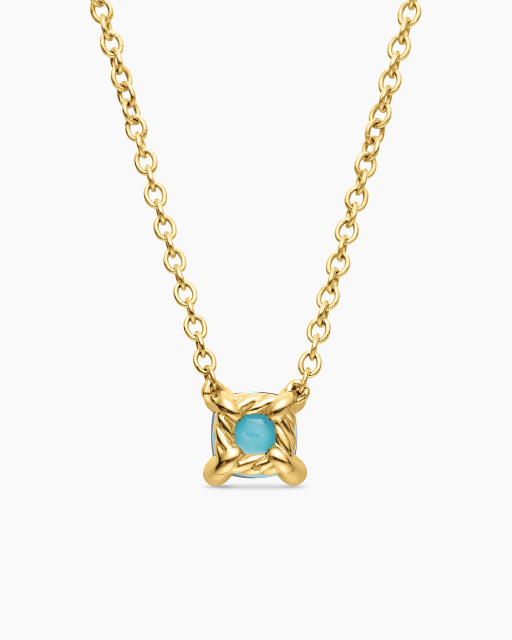 Womens Chatelaine® Teen Necklace in 18K Yellow Gold with Turquoise, 4mm