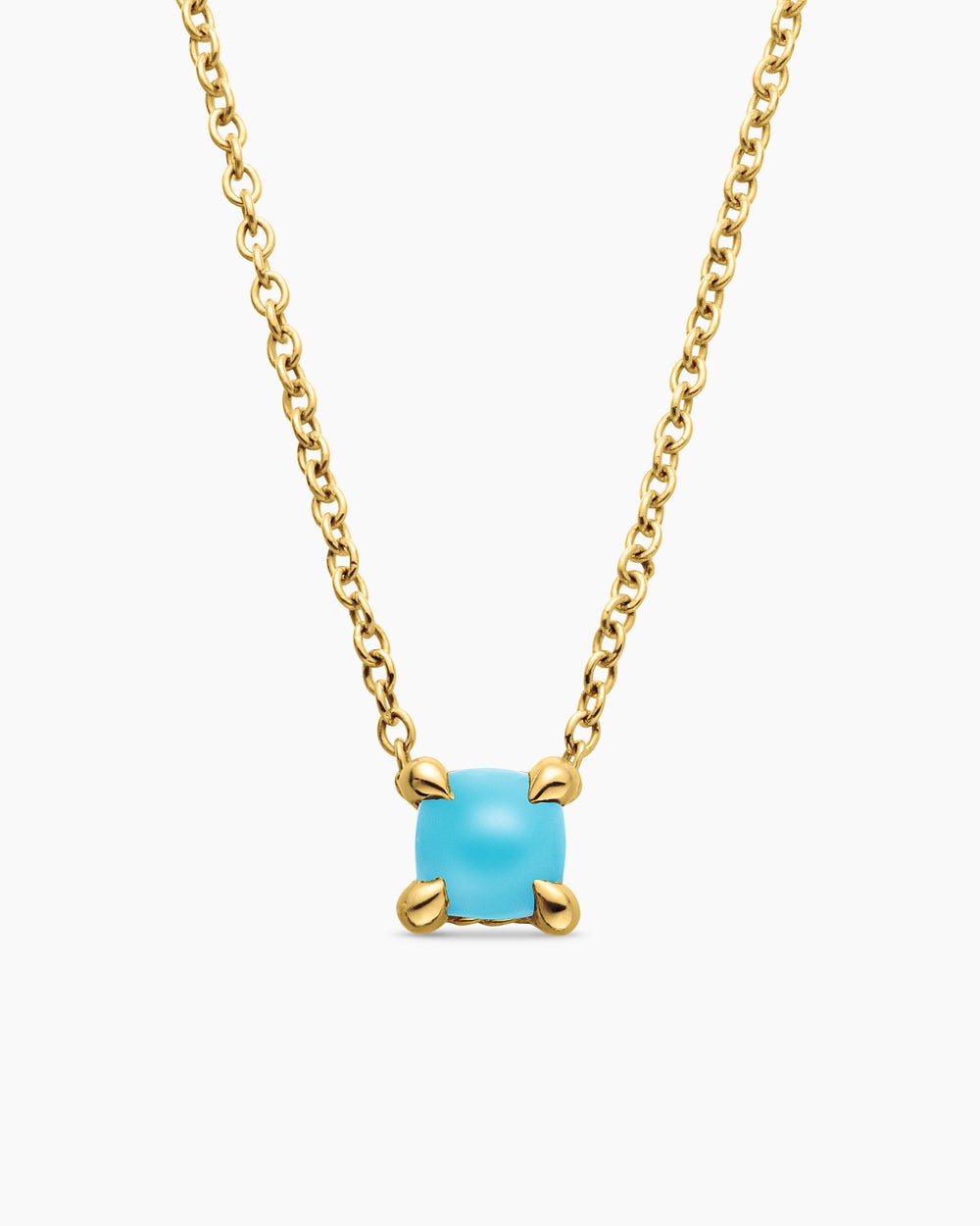 Womens Chatelaine® Teen Necklace in 18K Yellow Gold with Turquoise, 4mm
