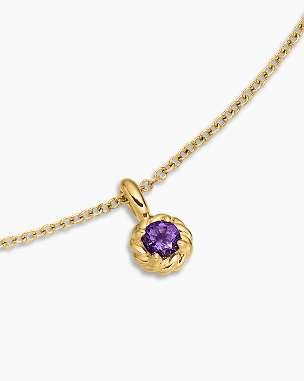 Womens Cable Collectibles® Teen Birthstone Necklace in 18K Yellow Gold with Amethyst, 3mm