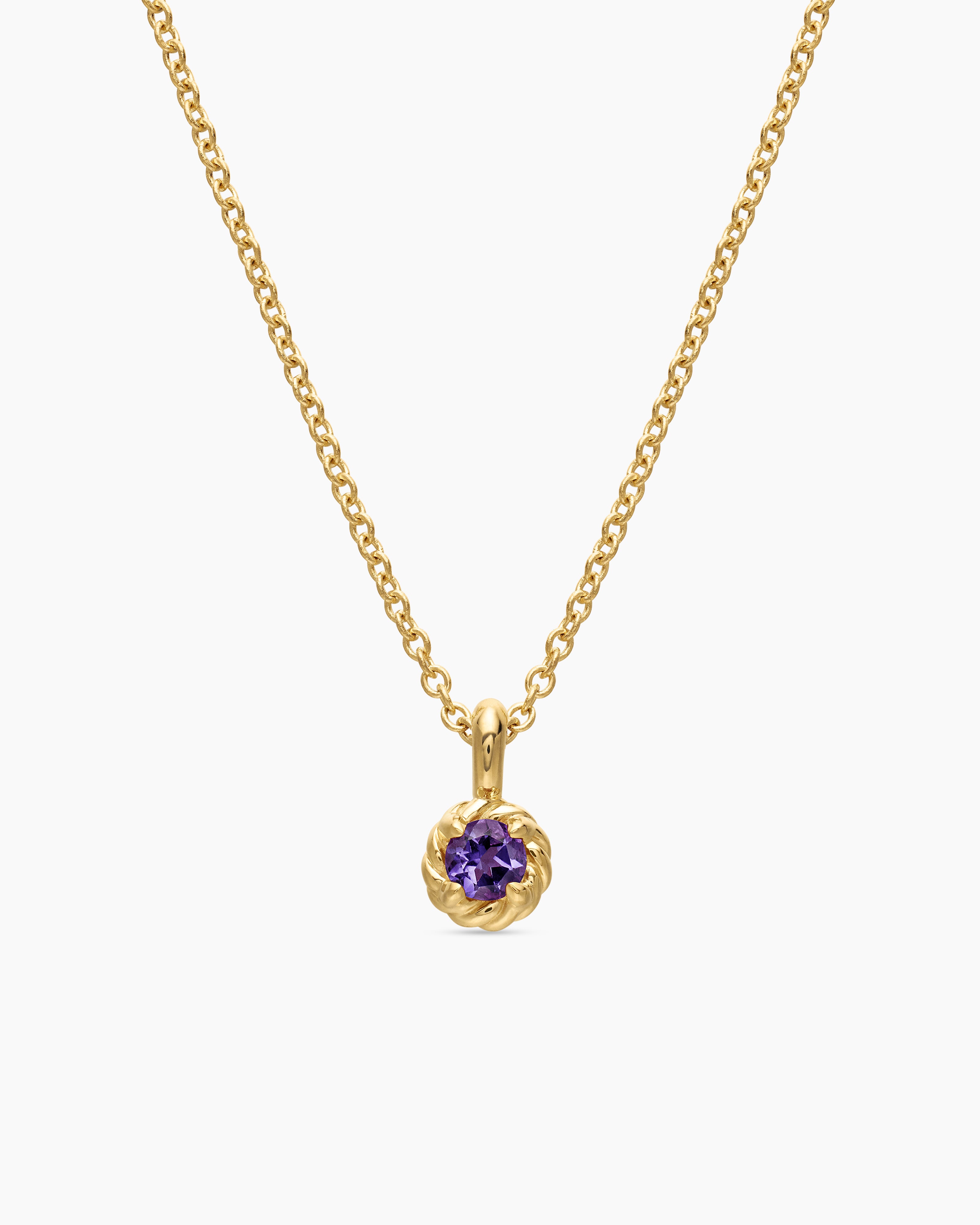 Womens Cable Collectibles&reg; Teen Birthstone Necklace in 18K Yellow Gold with Amethyst, 3mm