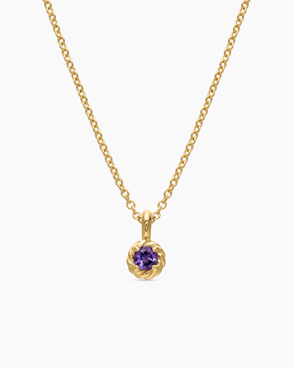 Womens Cable Collectibles® Teen Birthstone Necklace in 18K Yellow Gold with Amethyst, 3mm