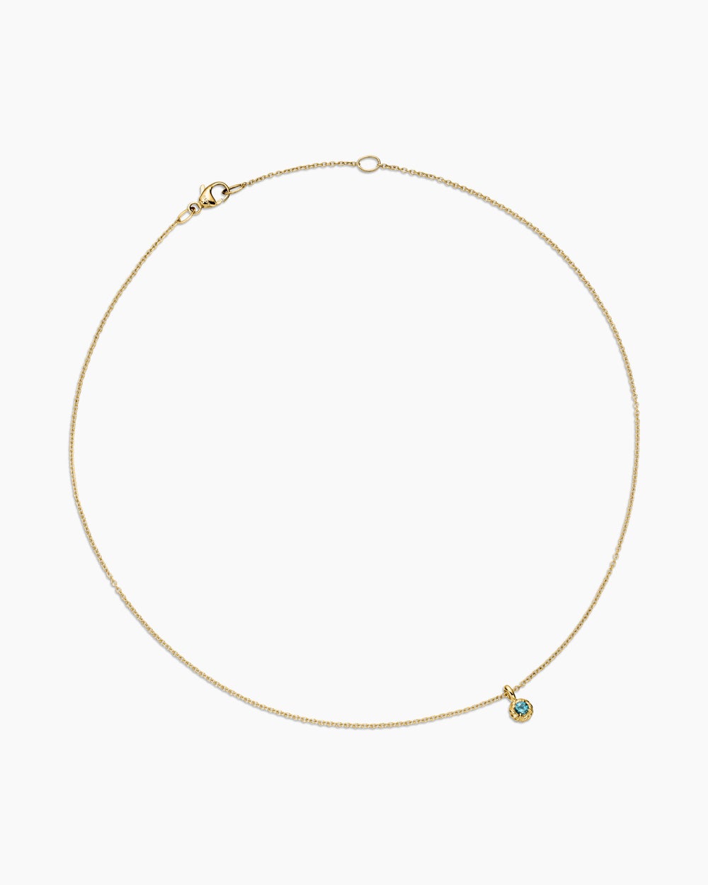 Womens Cable Collectibles® Teen Birthstone Necklace in 18K Yellow Gold with Aquamarine, 3mm