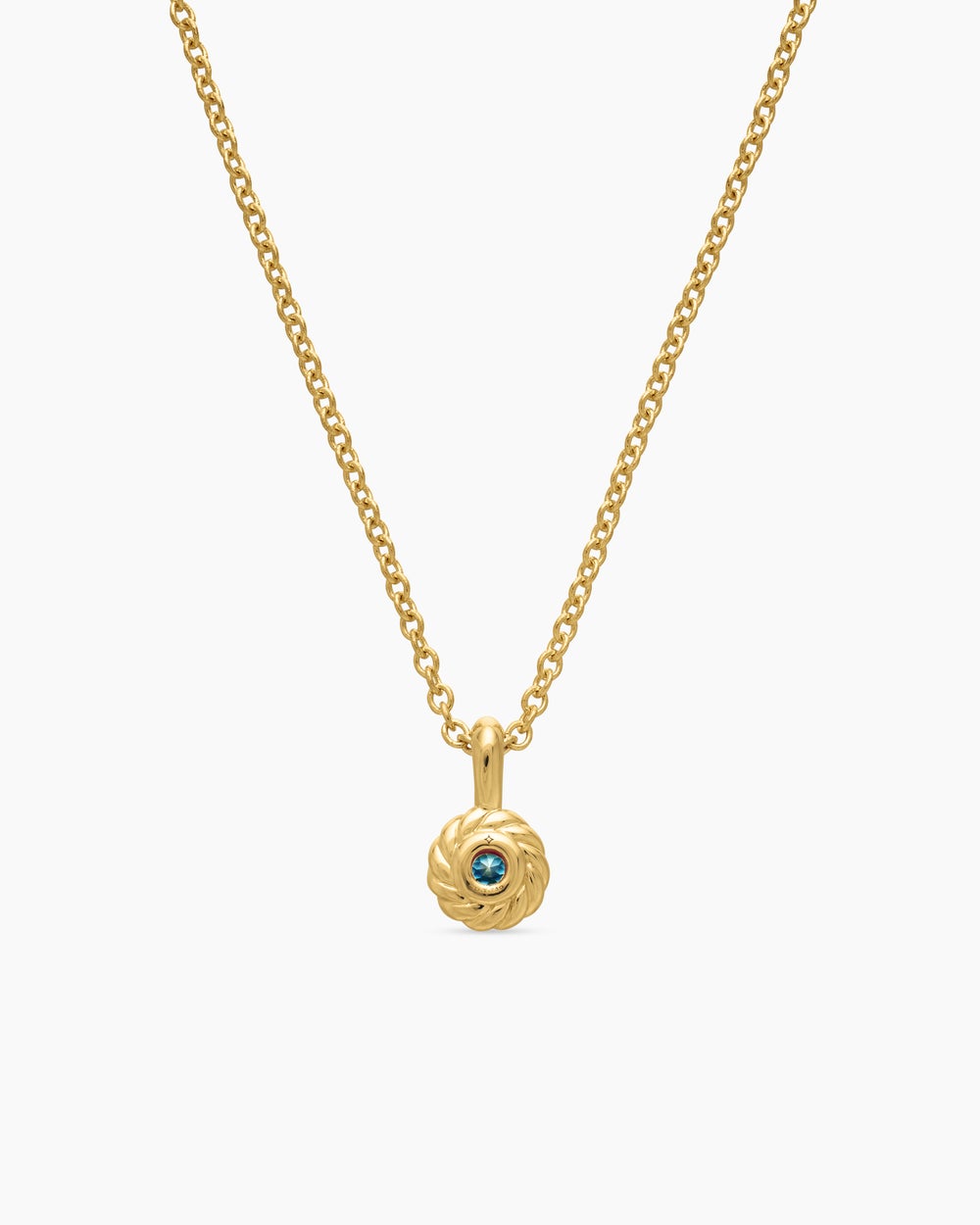 Womens Cable Collectibles® Teen Birthstone Necklace in 18K Yellow Gold with Aquamarine, 3mm
