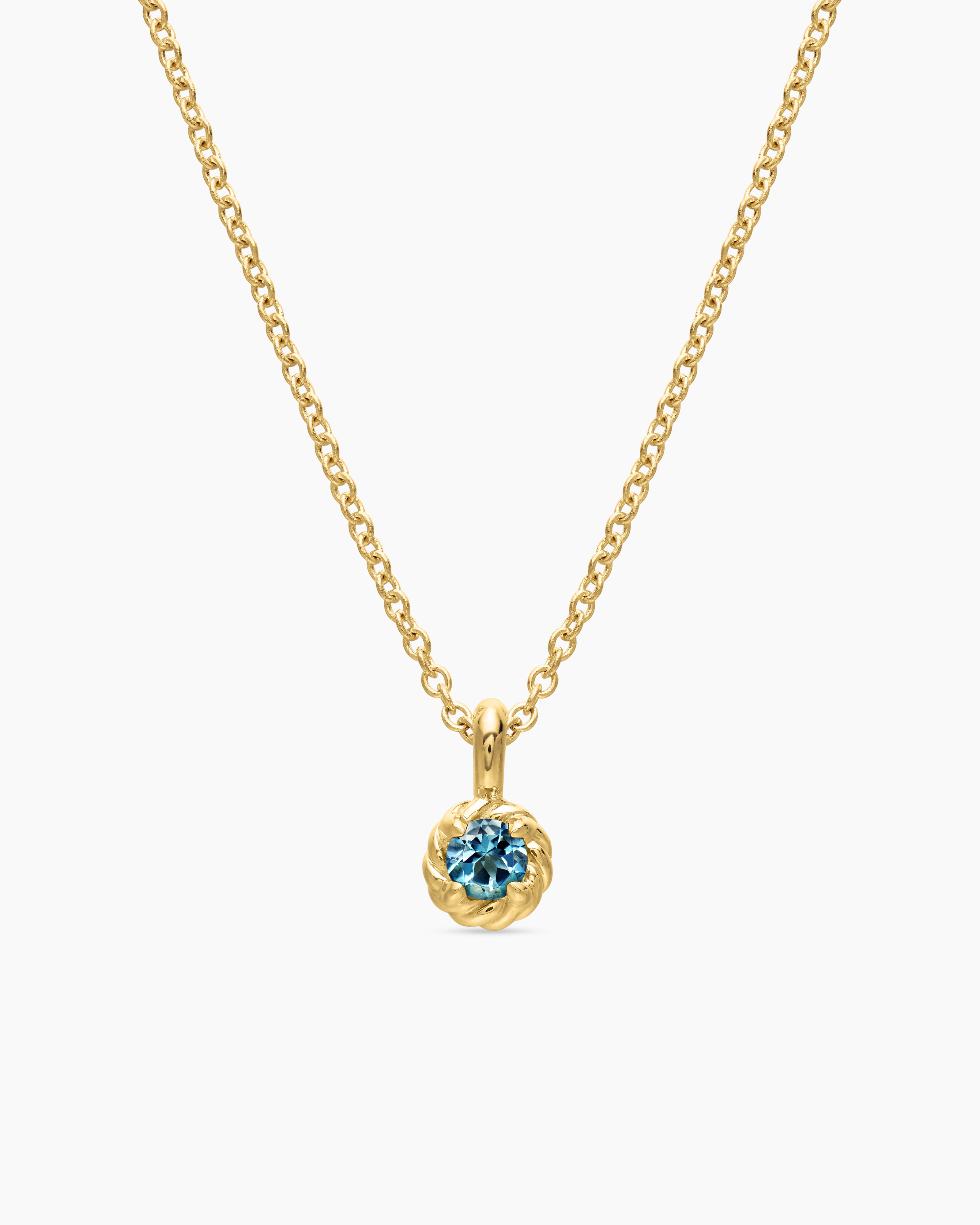 Womens Cable Collectibles&reg; Teen Birthstone Necklace in 18K Yellow Gold with Aquamarine, 3mm