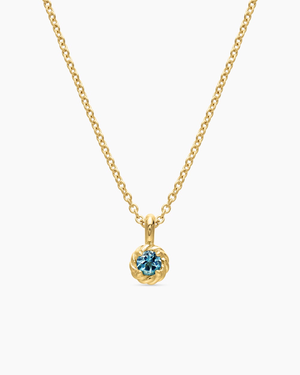 Womens Cable Collectibles® Teen Birthstone Necklace in 18K Yellow Gold with Aquamarine, 3mm