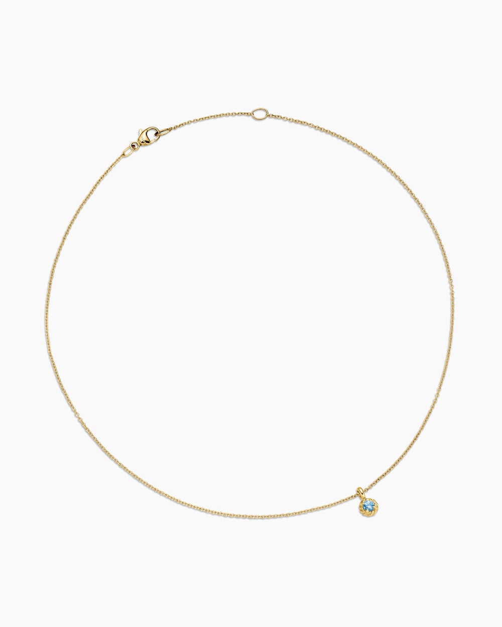 Womens Cable Collectibles® Teen Birthstone Necklace in 18K Yellow Gold with Blue Topaz, 3mm