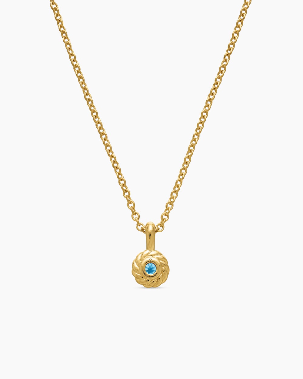 Womens Cable Collectibles® Teen Birthstone Necklace in 18K Yellow Gold with Blue Topaz, 3mm