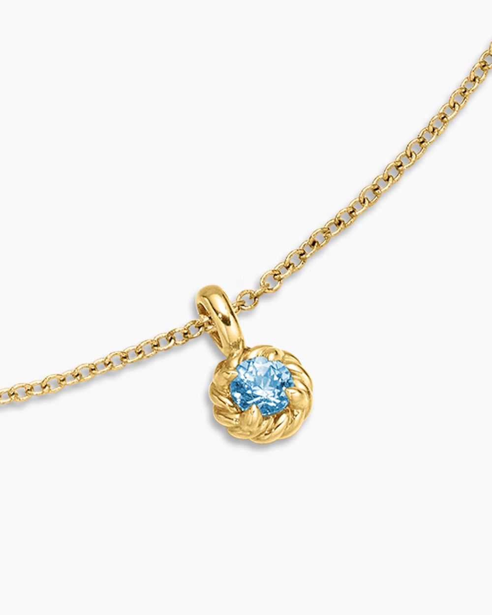 Womens Cable Collectibles® Teen Birthstone Necklace in 18K Yellow Gold with Blue Topaz, 3mm