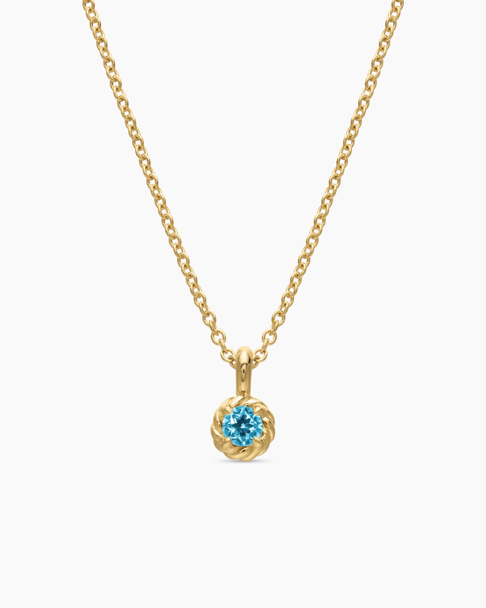 Womens Cable Collectibles® Teen Birthstone Necklace in 18K Yellow Gold with Blue Topaz, 3mm