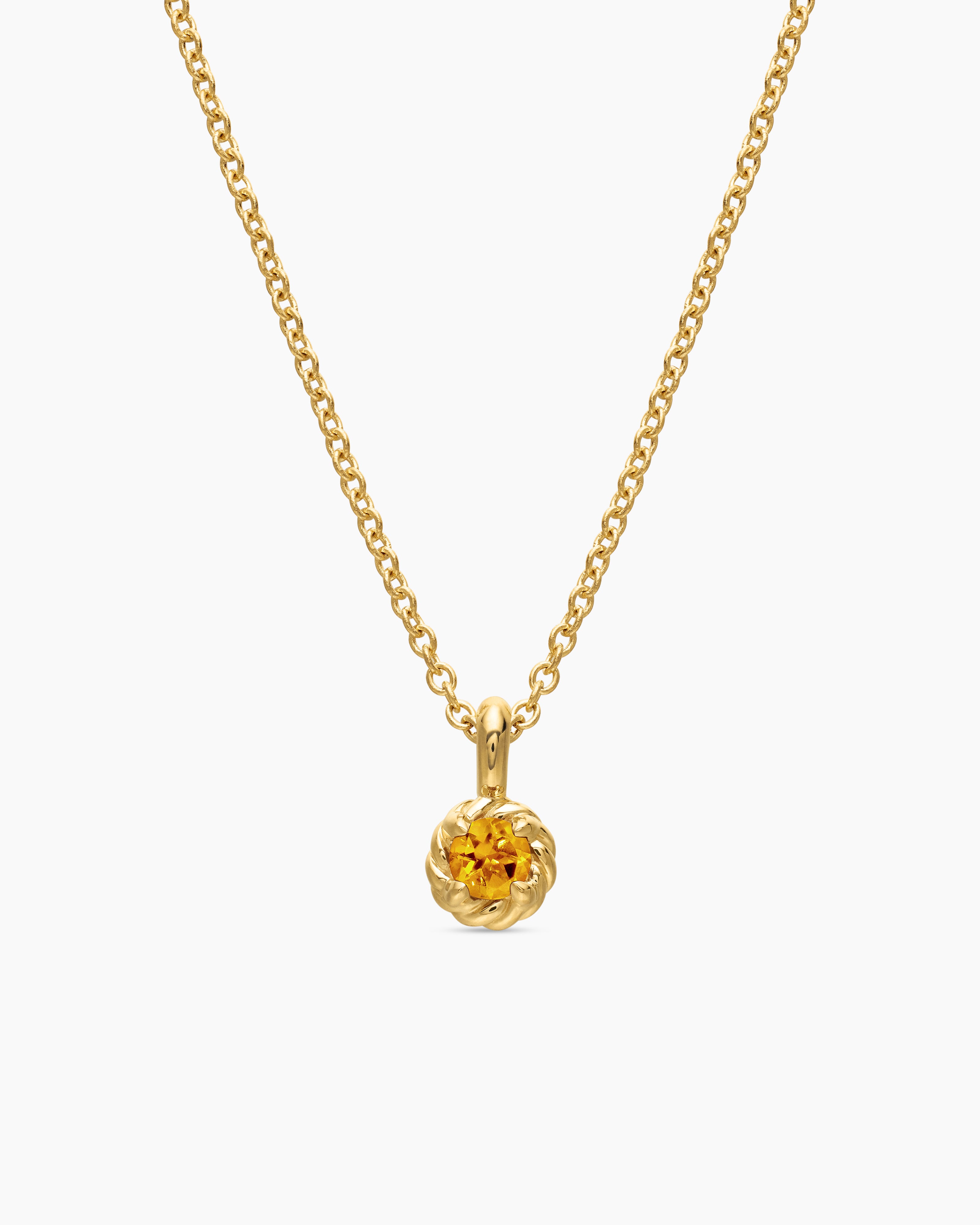 Womens Cable Collectibles&reg; Teen Birthstone Necklace in 18K Yellow Gold with Citrine, 3mm
