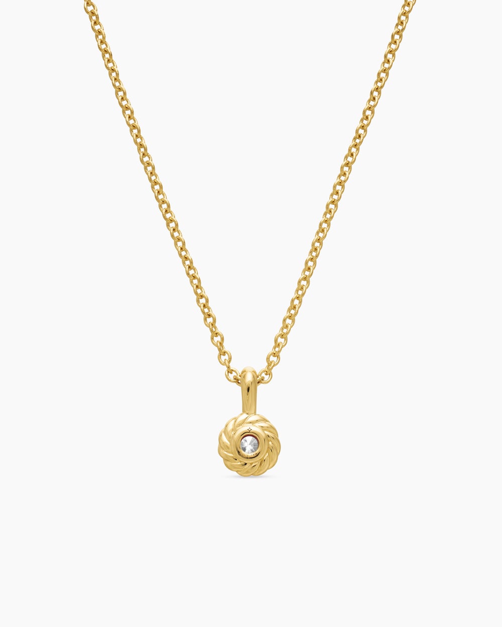 Cable Collectibles® Teen Birthstone Necklace in 18K Yellow Gold with Centre Diamond, 3mm