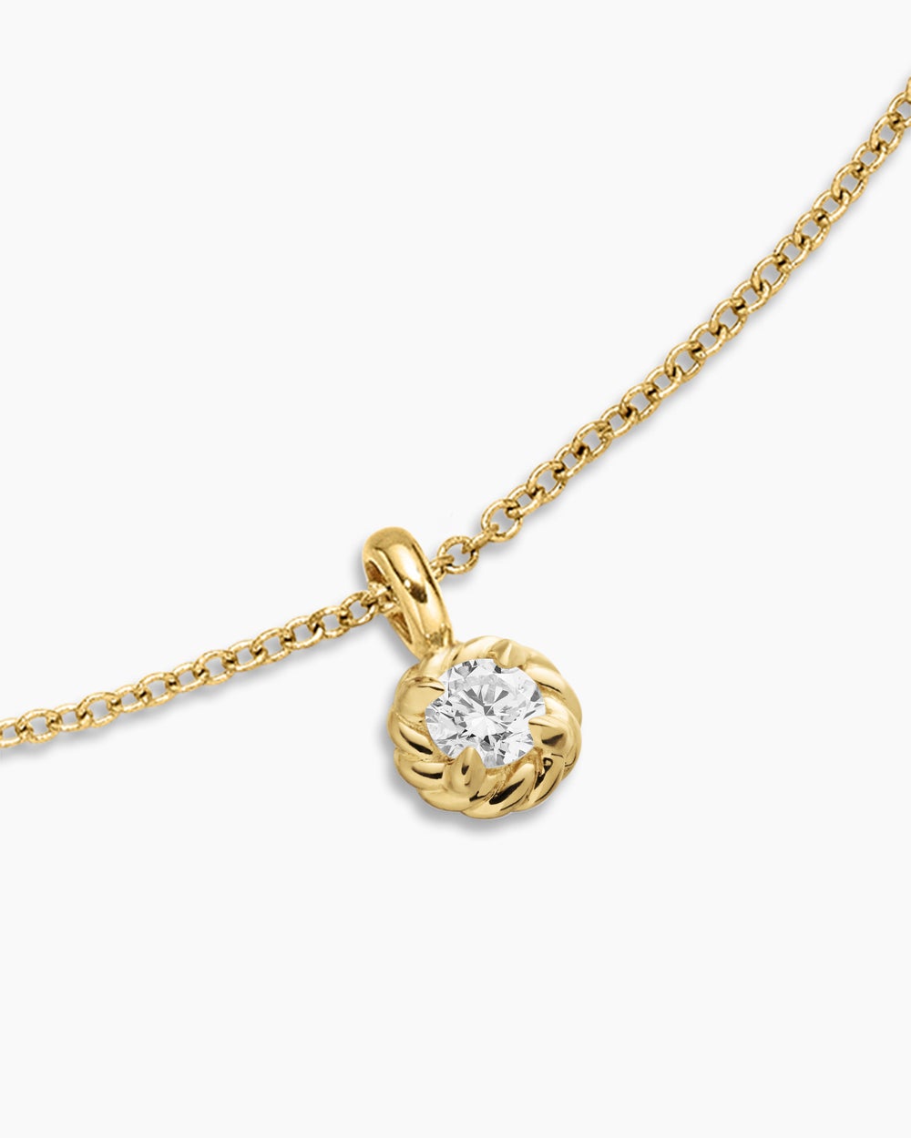 Cable Collectibles® Teen Birthstone Necklace in 18K Yellow Gold with Centre Diamond, 3mm