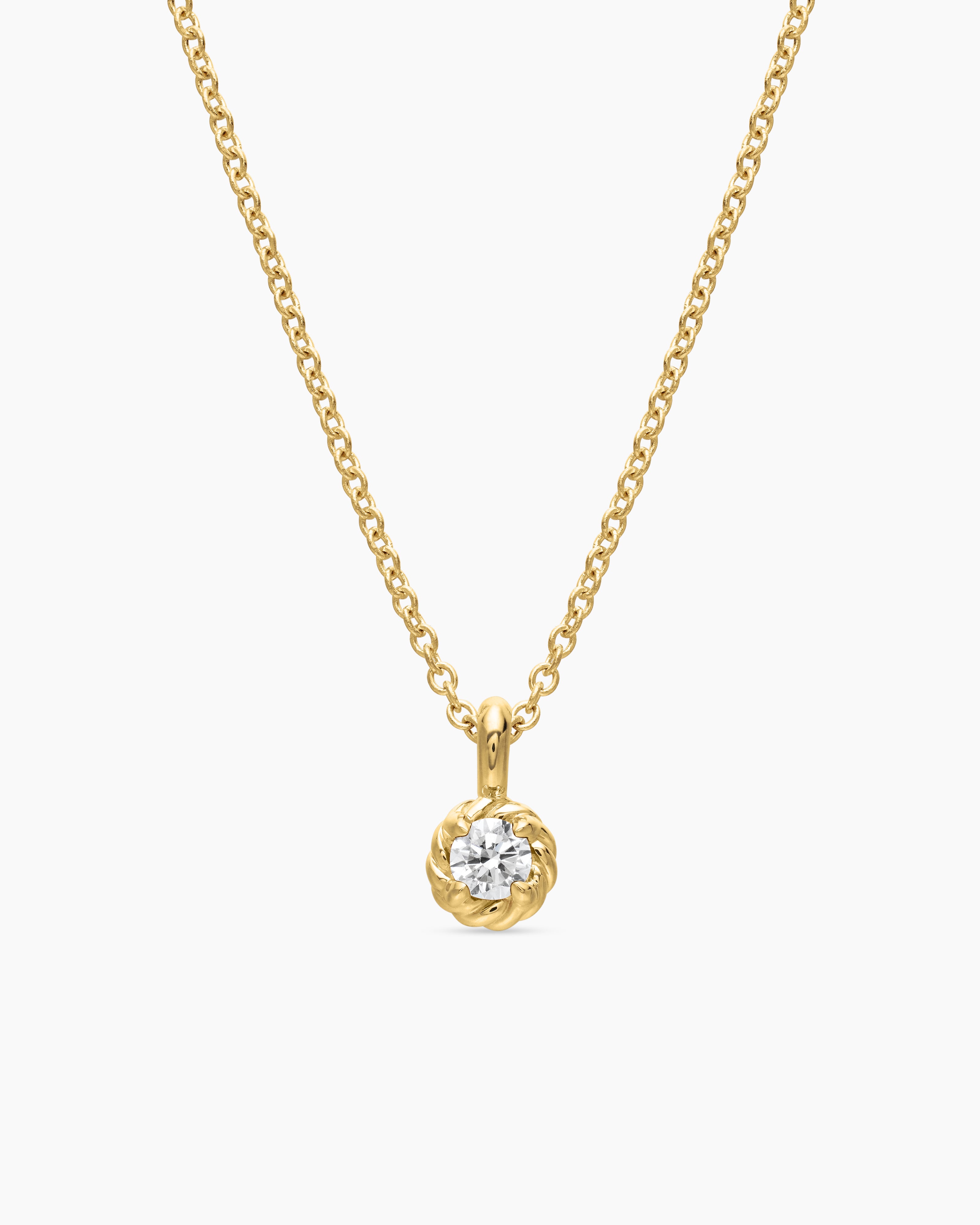 Cable Collectibles&reg; Teen Birthstone Necklace in 18K Yellow Gold with Centre Diamond, 3mm