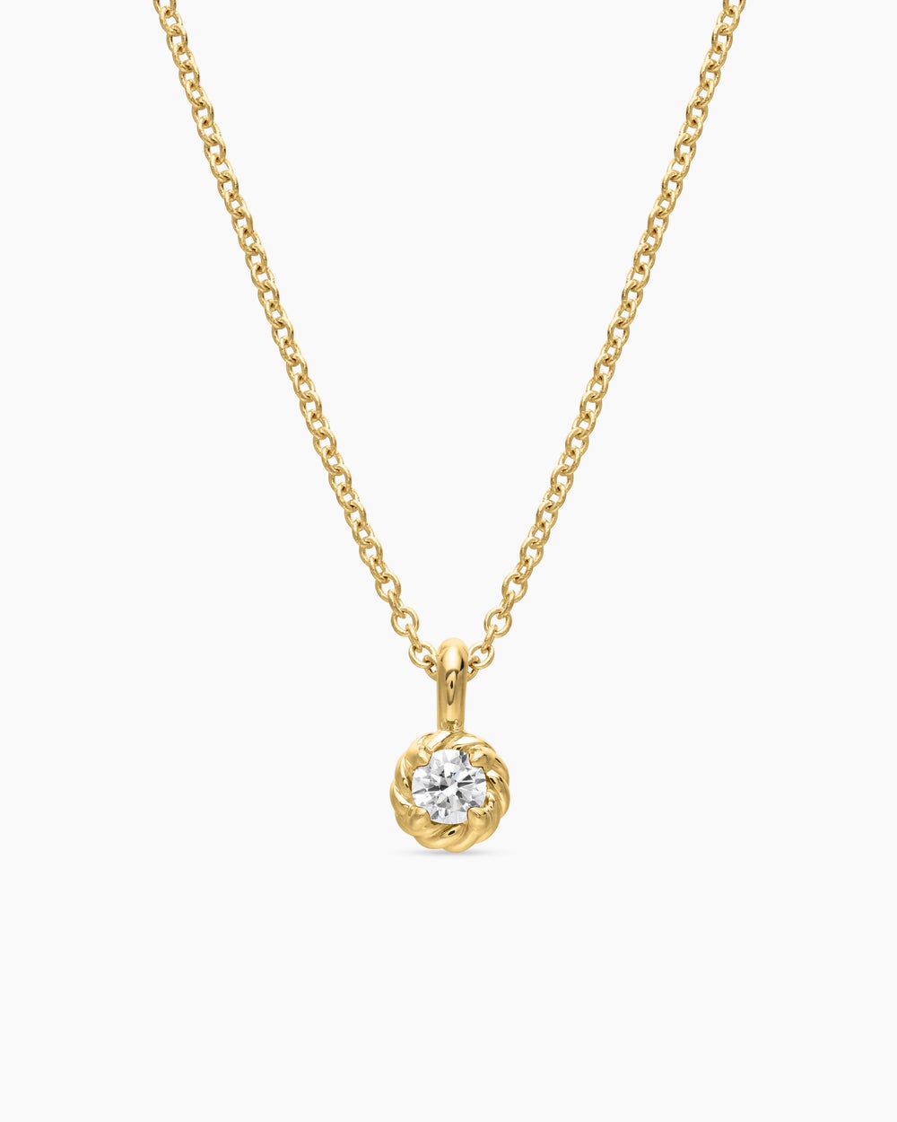Cable Collectibles® Teen Birthstone Necklace in 18K Yellow Gold with Centre Diamond, 3mm