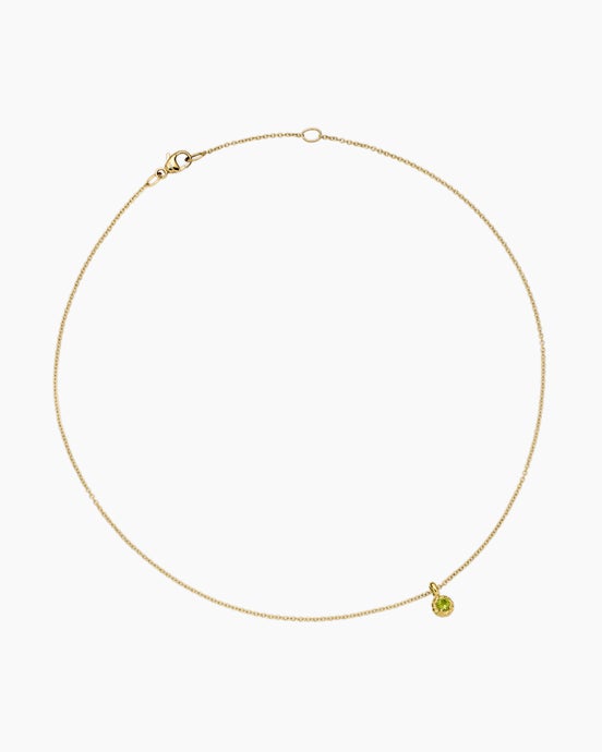 Cable Collectibles® Teen Birthstone Necklace in 18K Yellow Gold with Peridot, 3mm