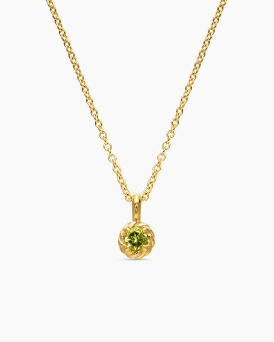 Cable Collectibles® Teen Birthstone Necklace in 18K Yellow Gold with Peridot, 3mm