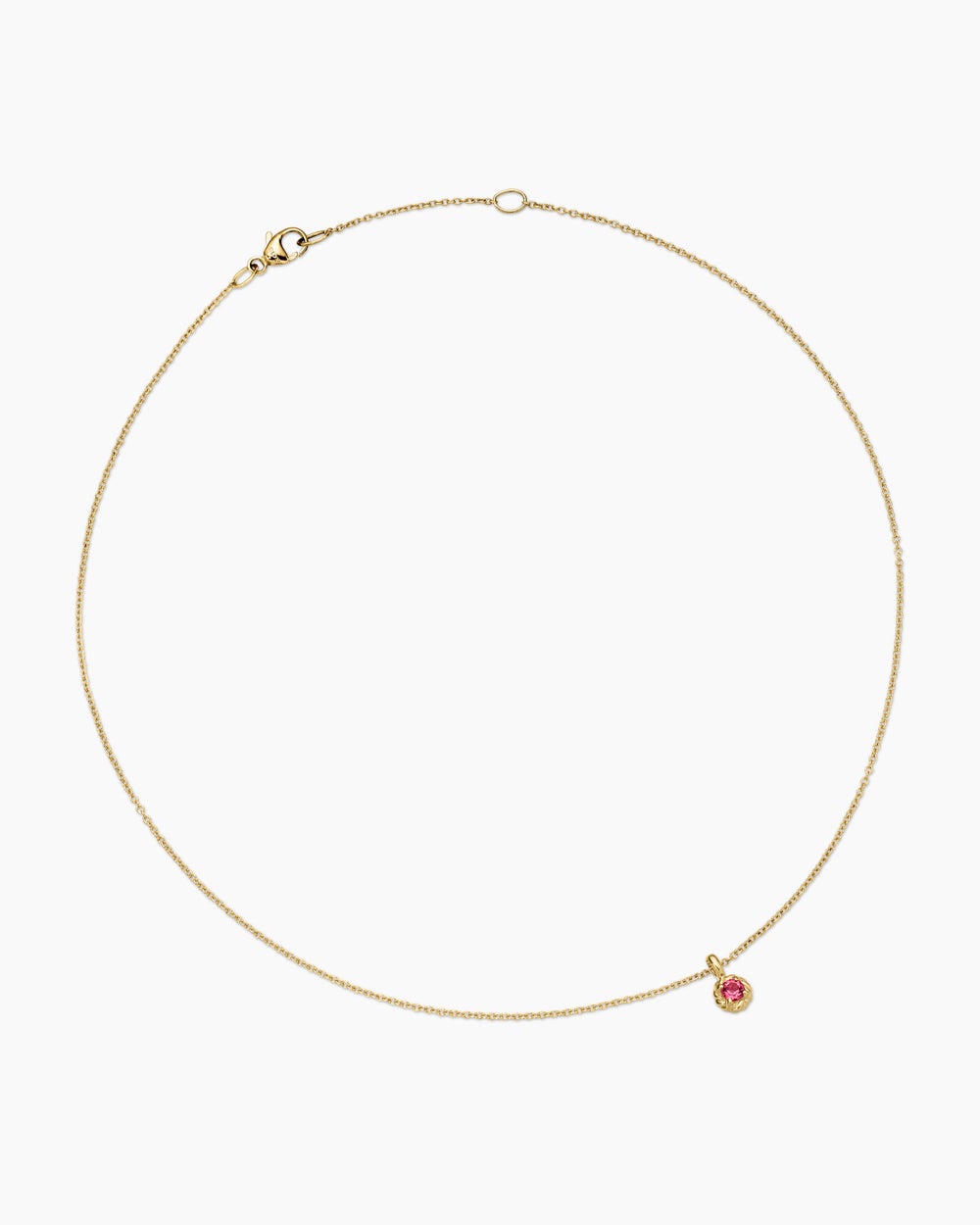 Cable Collectibles® Teen Birthstone Necklace in 18K Yellow Gold with Pink Tourmaline, 3mm