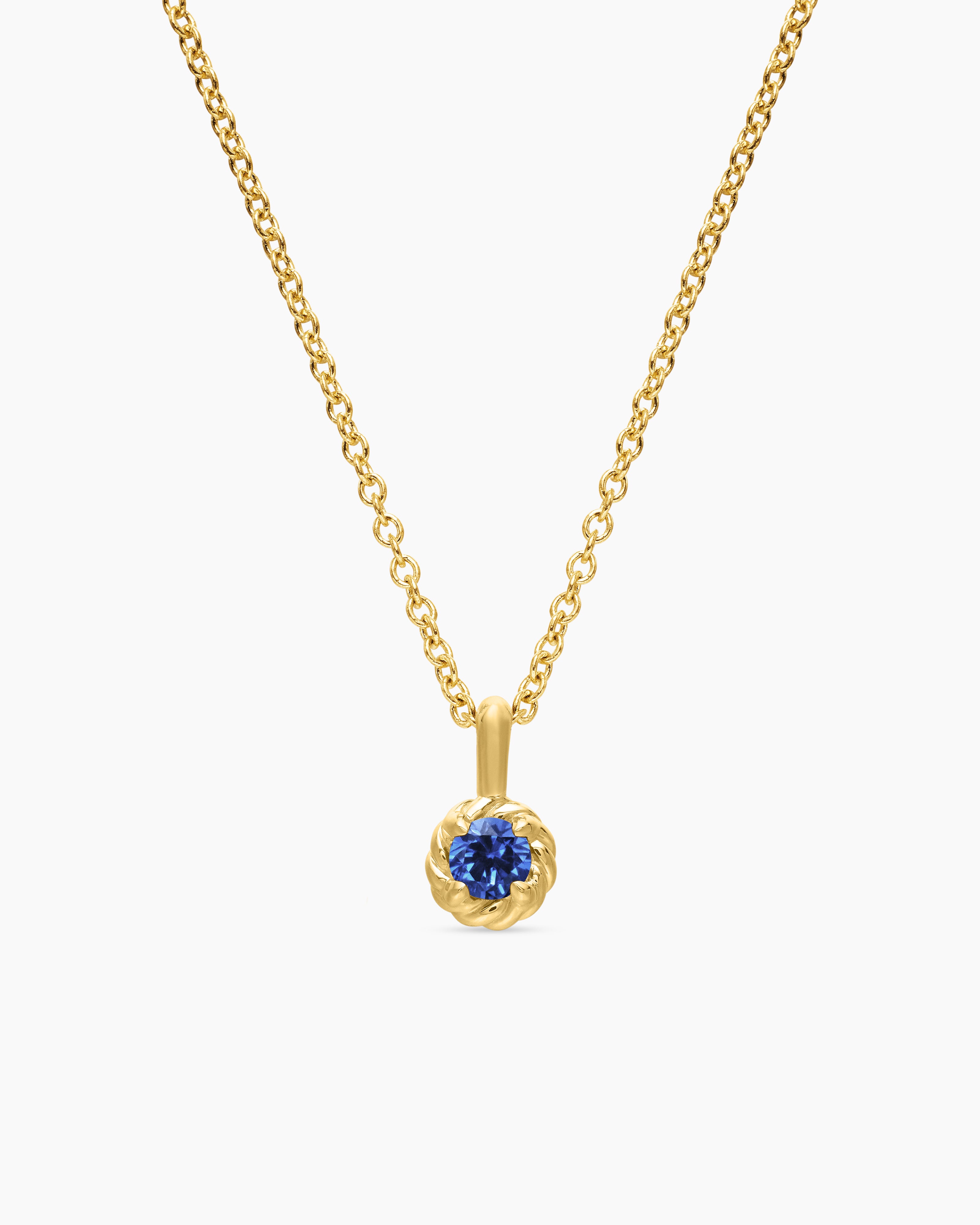 Womens Cable Collectibles&reg; Teen Birthstone Necklace in 18K Yellow Gold with Sapphire, 3mm