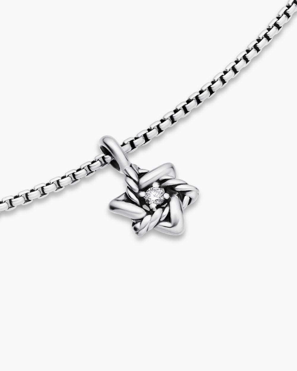 Womens Cable Collectibles® Teen Star of David Necklace in Sterling Silver with Center Diamond