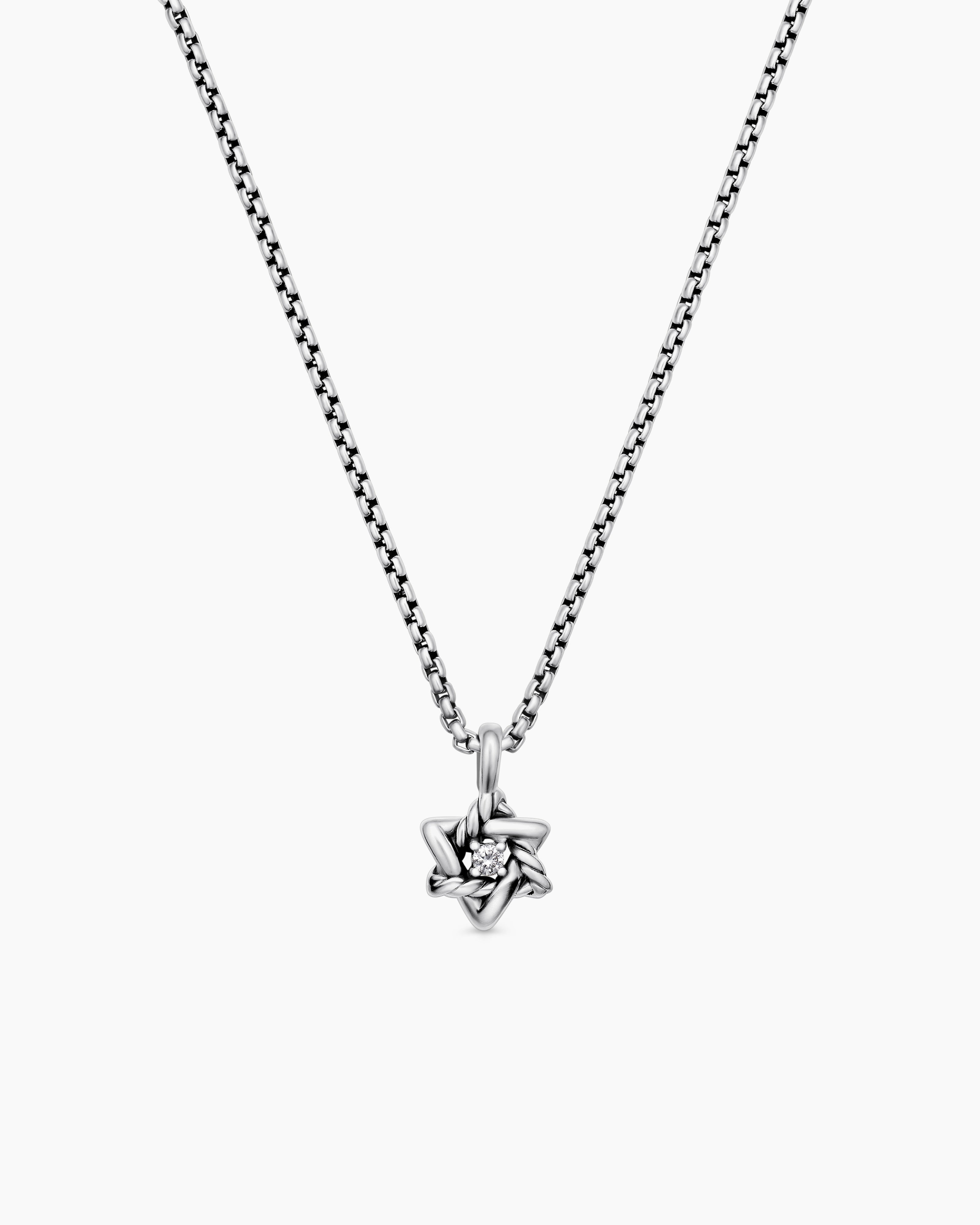 Womens Cable Collectibles&reg; Teen Star of David Necklace in Sterling Silver with Center Diamond