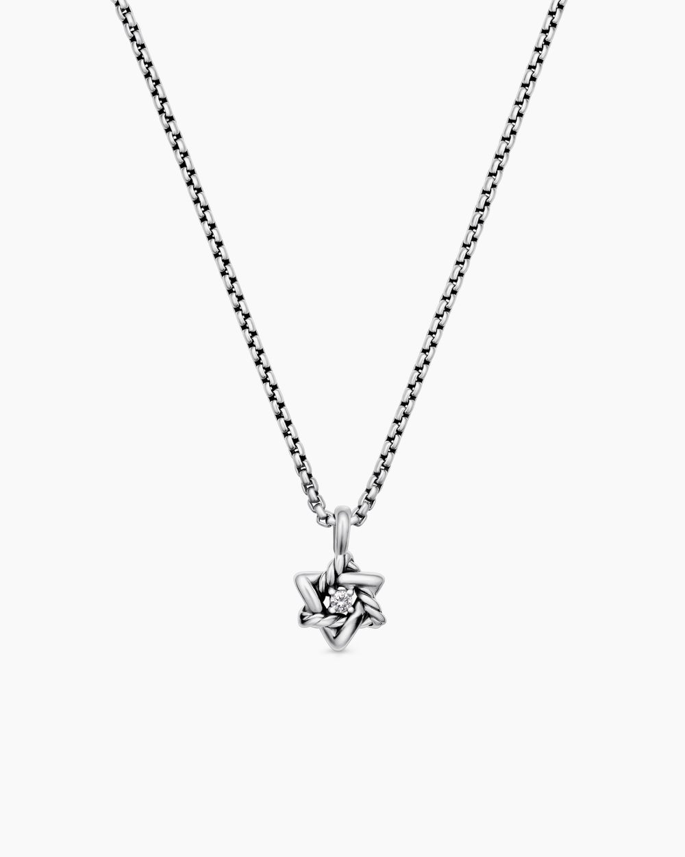 Womens Cable Collectibles® Teen Star of David Necklace in Sterling Silver with Center Diamond