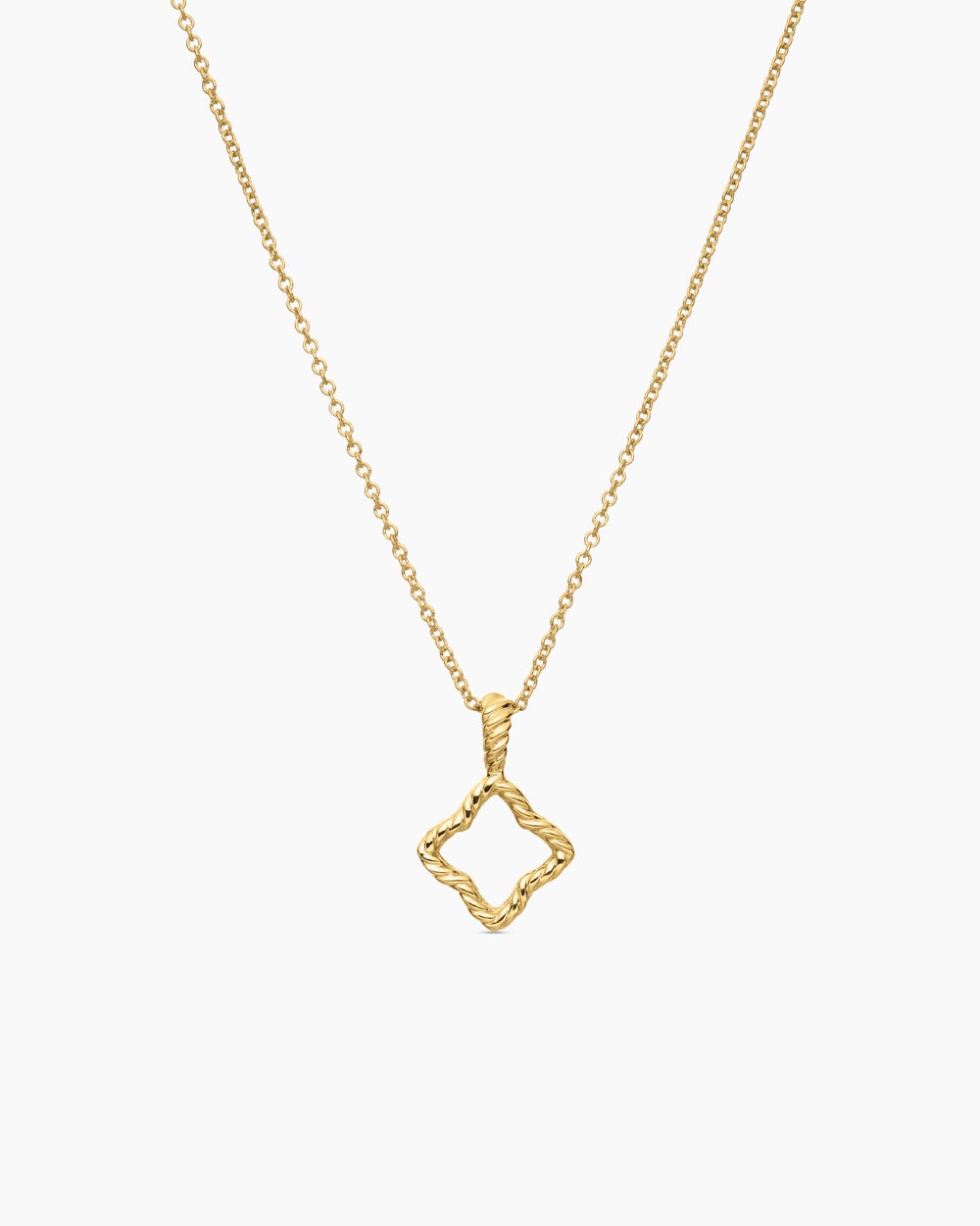 Womens Cable Collectibles Quatrefoil Necklace in 18K Yellow Gold with Diamonds, 17.5mm