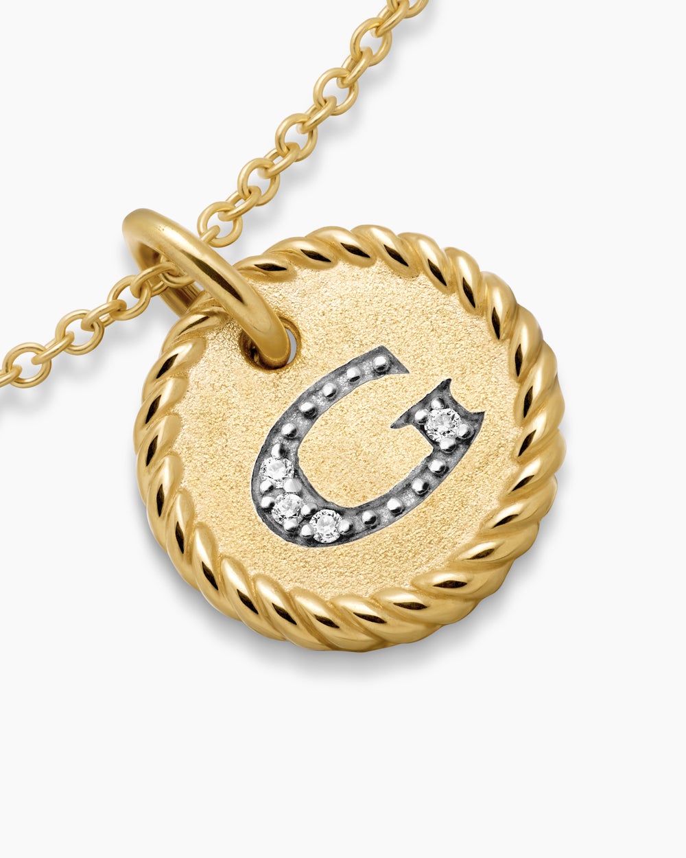 Collier avec breloque à initiale en or jaune 18 carats avec G en diamants femmes