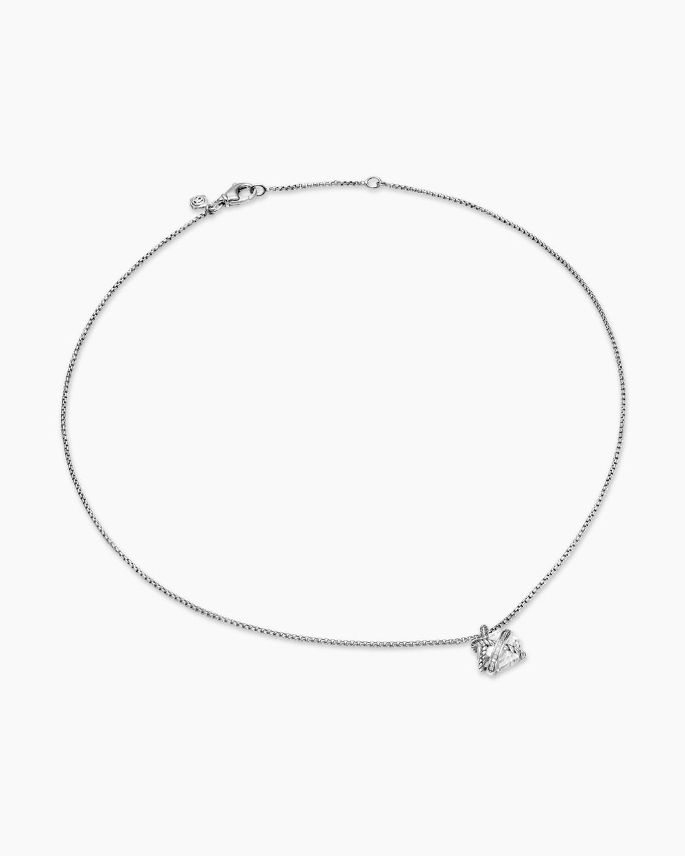 Womens Cable Wrap Necklace in Sterling Silver with Crystal and Diamonds, 12.5mm