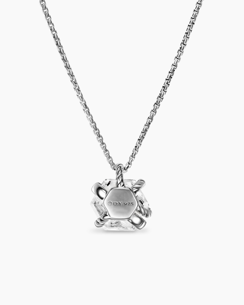 Womens Cable Wrap Necklace in Sterling Silver with Crystal and Diamonds, 12.5mm