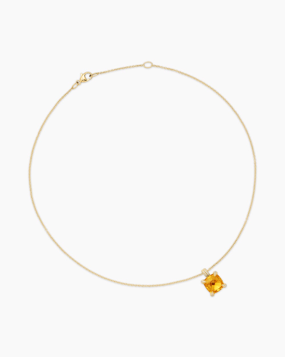 Womens Chatelaine® Pendant Necklace in 18K Yellow Gold with Citrine and Diamonds, 11mm