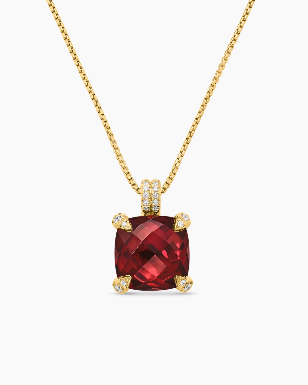 Collier avec pendentif Chatelaine® en or jaune 18 carats avec grenat et diamants, 11 mm femmes