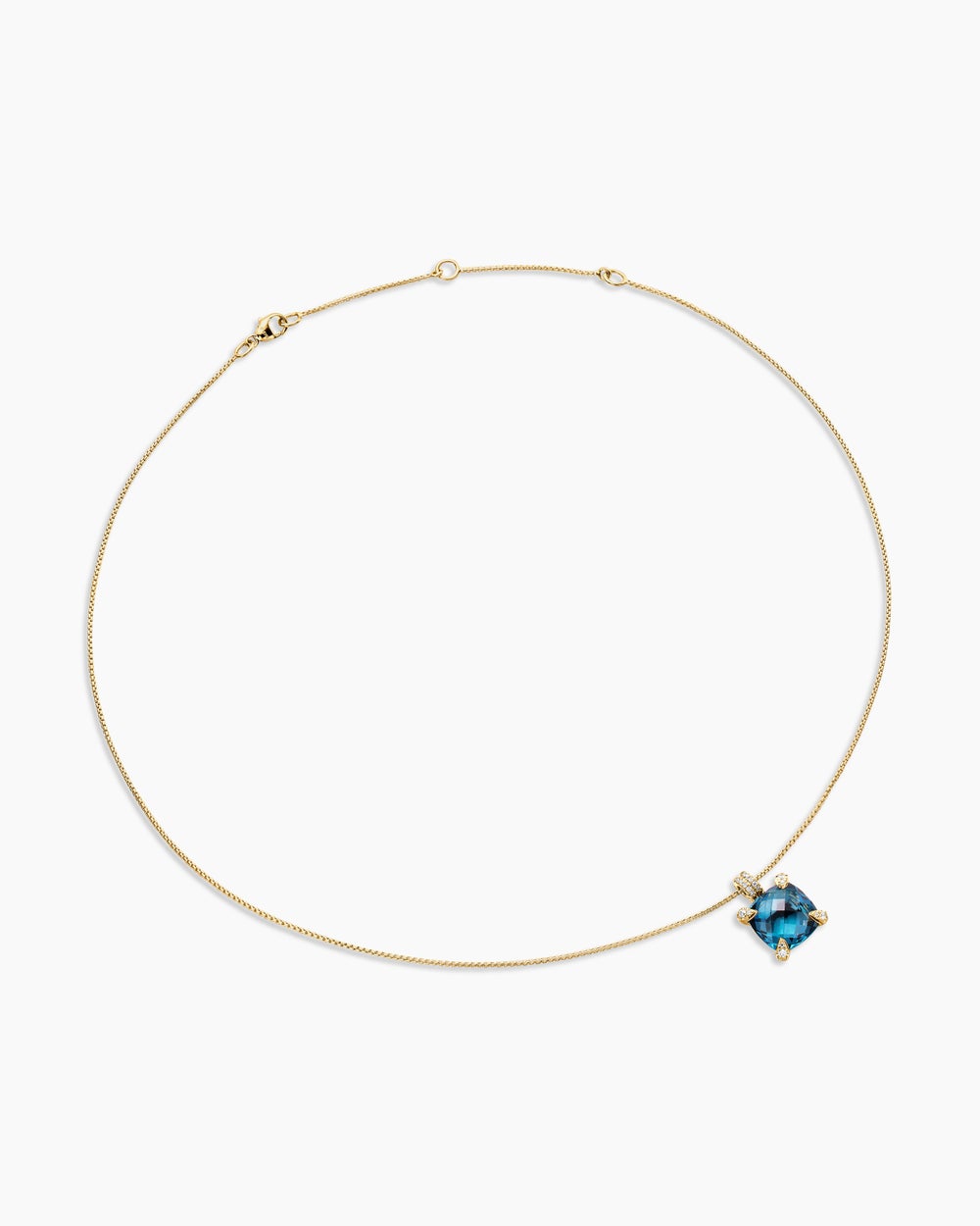 Collier avec pendentif Chatelaine® en or jaune 18 carats avec topaze bleu Hampton et diamants, 11 mm femmes