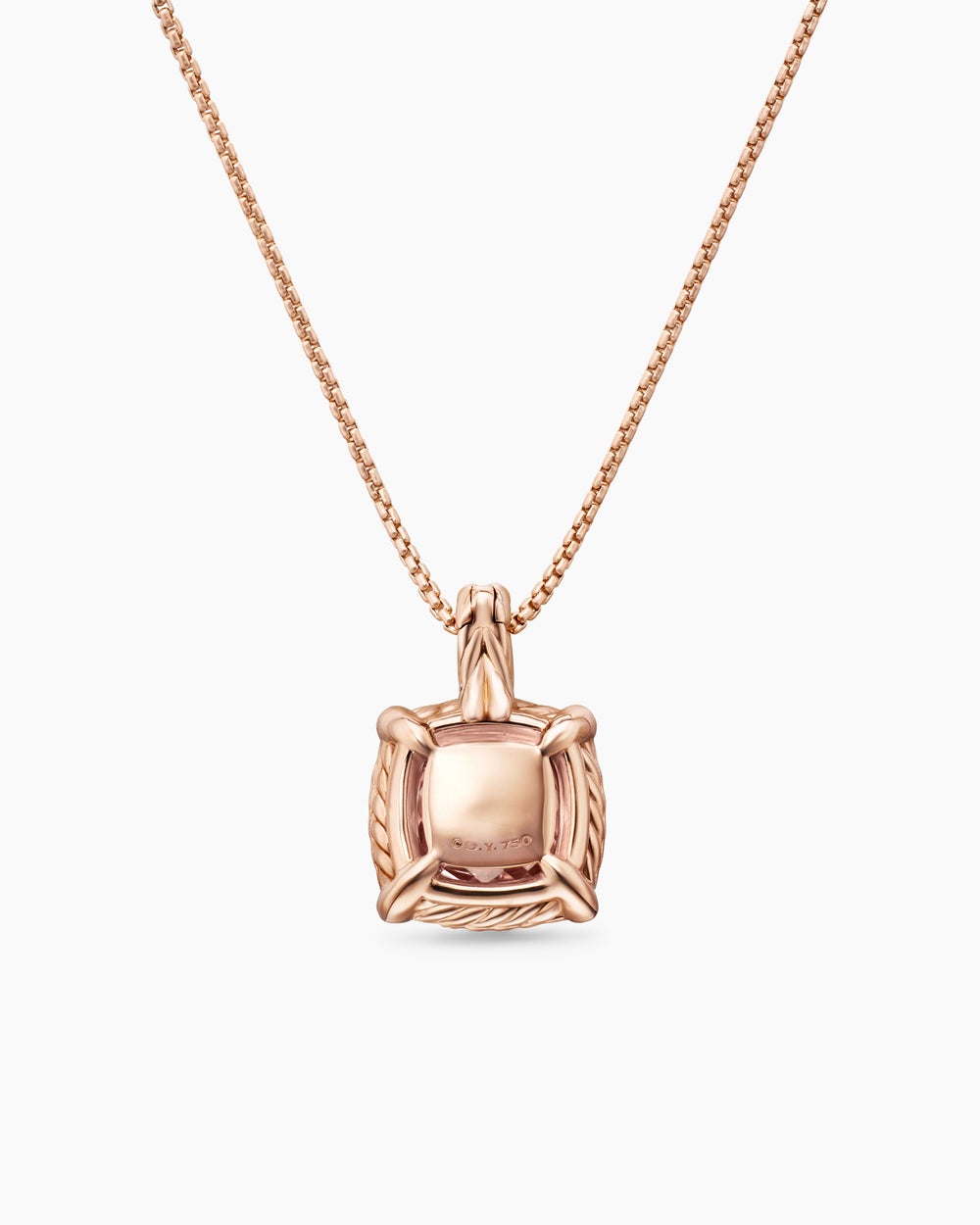 Womens Chatelaine® Pavé Bezel Pendant Necklace in 18K Rose Gold with Morganite and Diamonds, 9mm