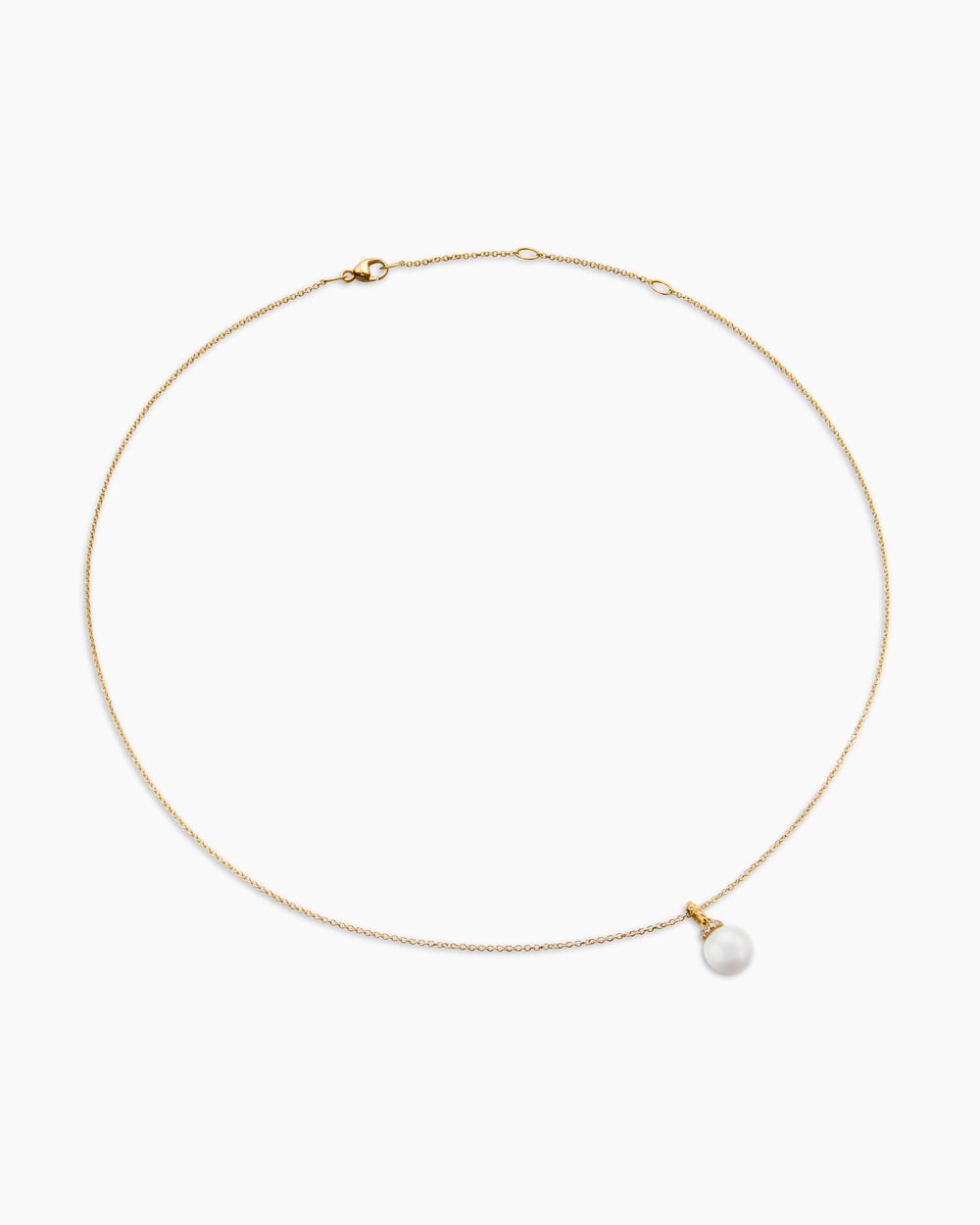 Womens Solari Pendant Necklace in 18K Yellow Gold with Pearl and Diamonds, 8mm