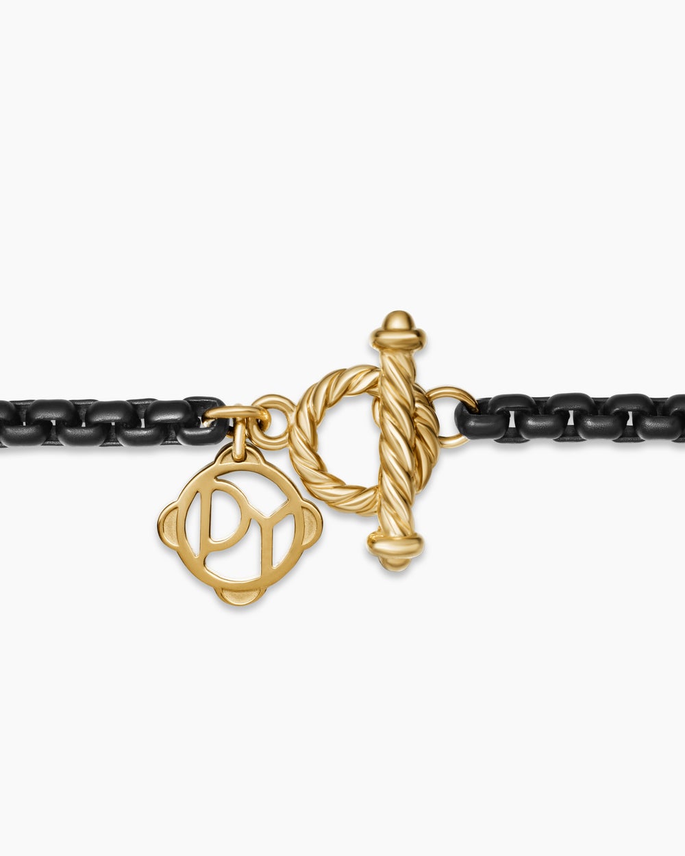 Womens DY Bel Aire Color Box Chain Necklace in Black Acrylic with 14K Yellow Gold Accents, 2.7mm