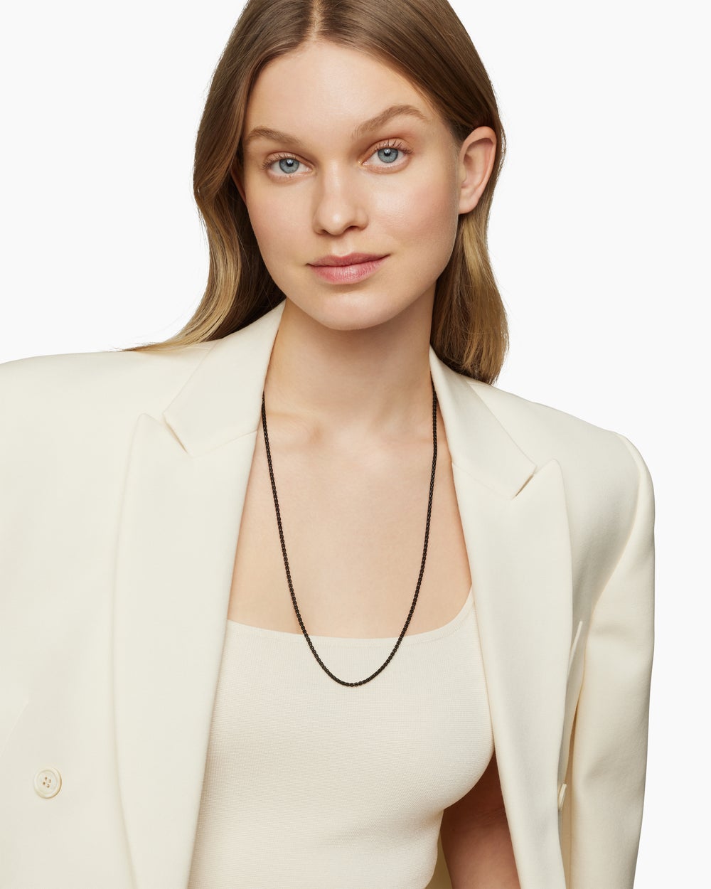 Womens DY Bel Aire Color Box Chain Necklace in Black Acrylic with 14K Yellow Gold Accents, 2.7mm