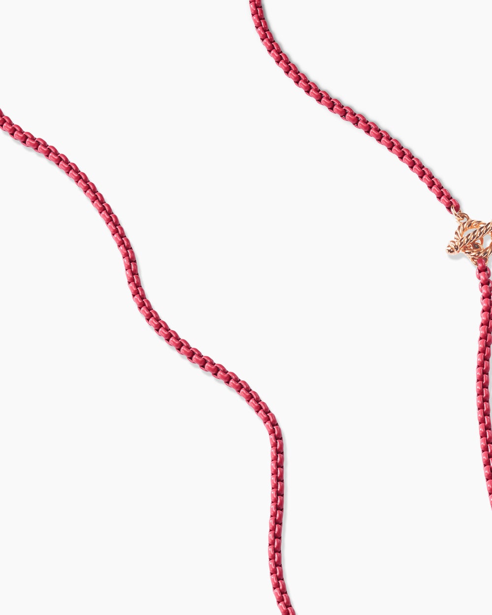 Womens DY Bel Aire Color Box Chain Necklace in Coral Acrylic with 14K Rose Gold Accents, 2.7mm