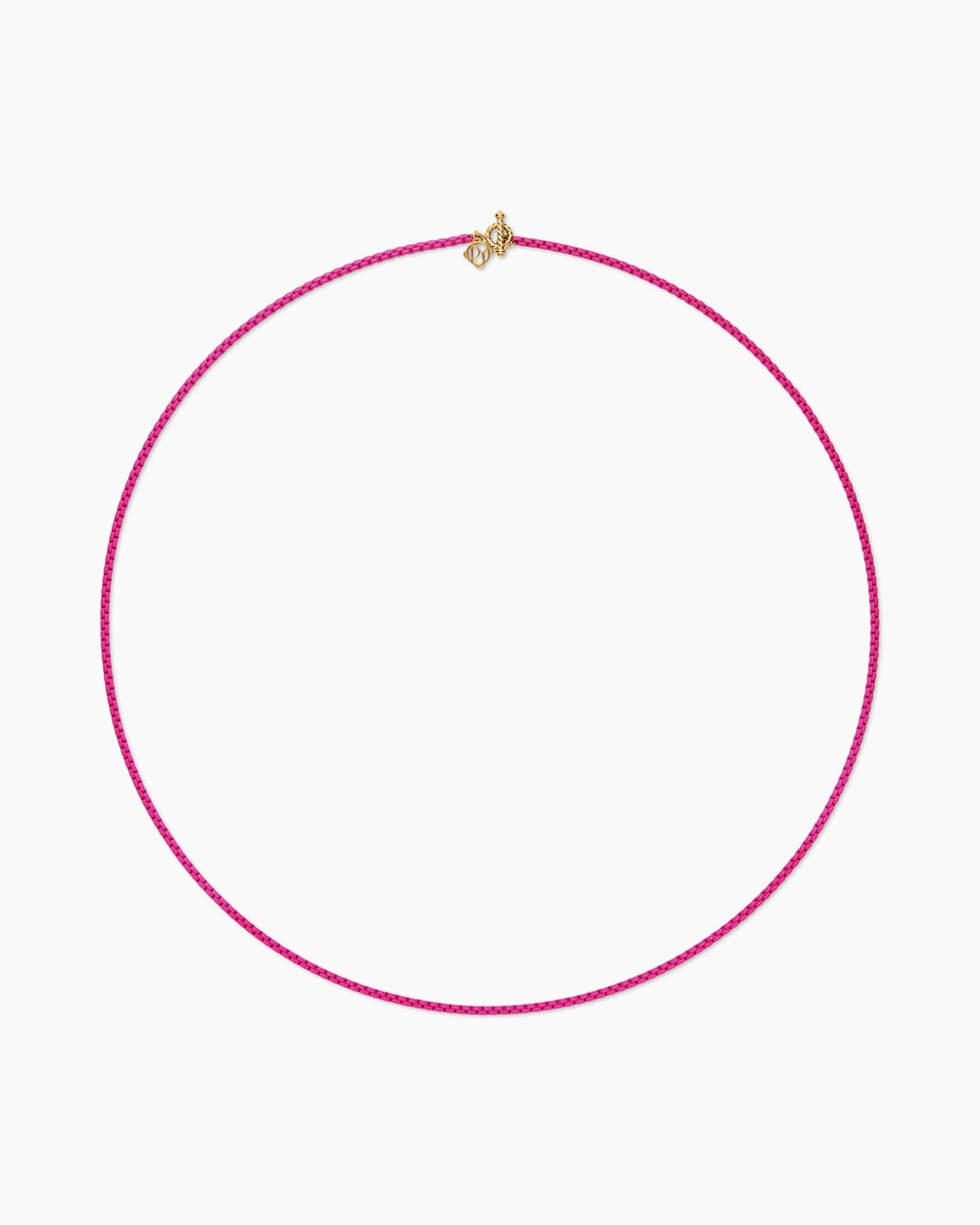 Womens DY Bel Aire Color Box Chain Necklace in Hot Pink Acrylic with 14K Rose Gold Accents, 2.7mm