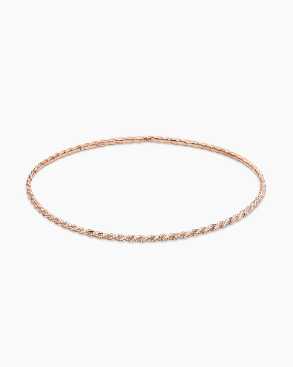 Womens Sculpted Cable Flex® Necklace in 18K Rose Gold with Diamonds, 3.7mm