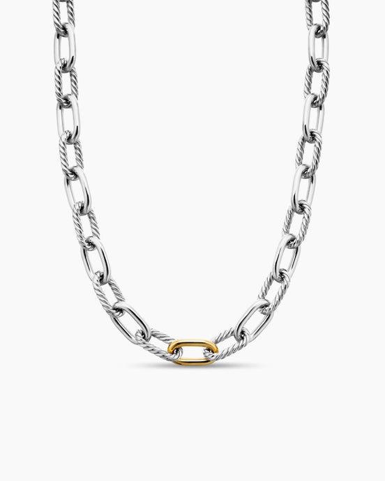 Collier chaîne DY Madison® en argent massif avec or jaune 18 carats, 11 mm