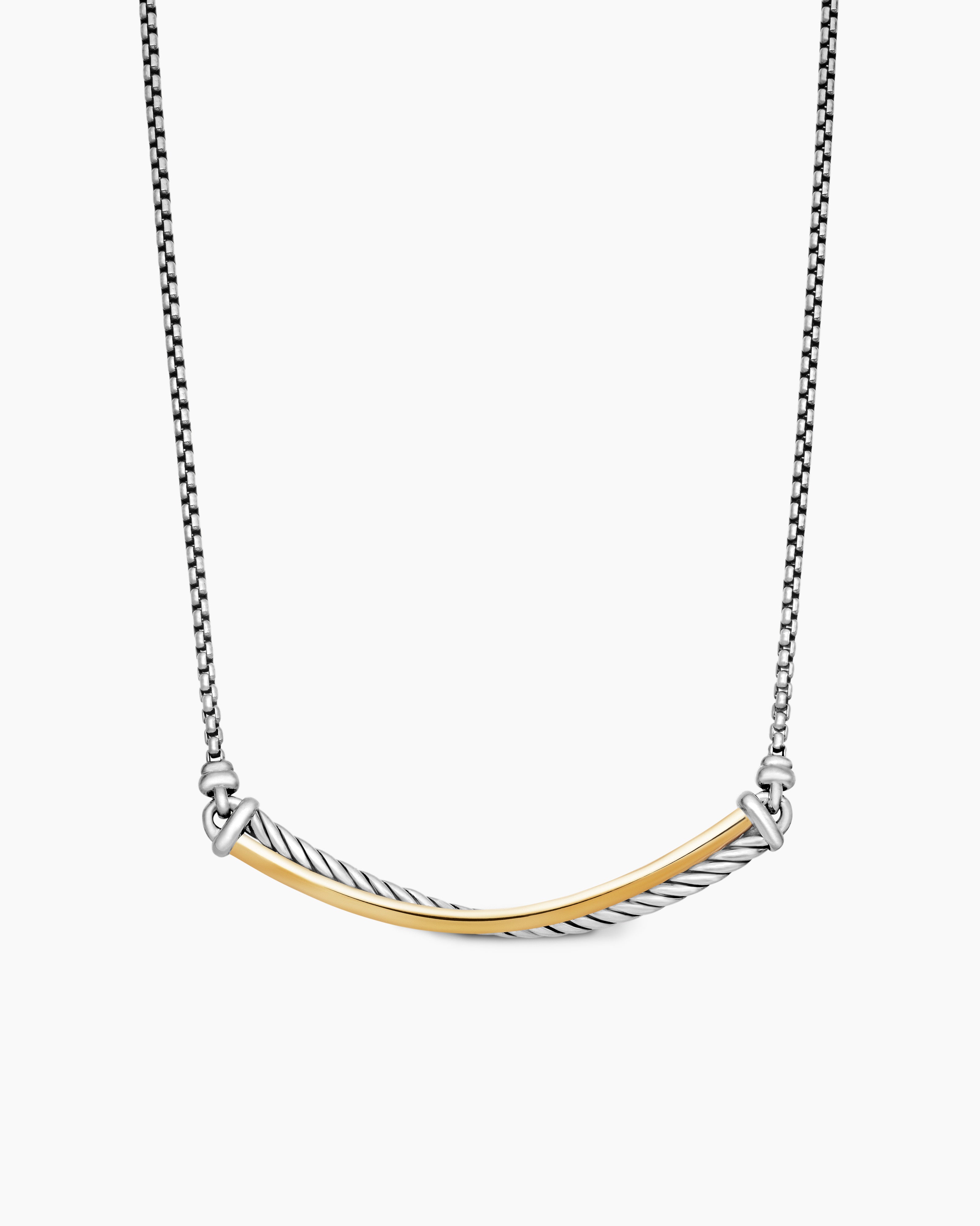Crossover Bar Necklace in Sterling Silver with Diamonds | David Yurman
