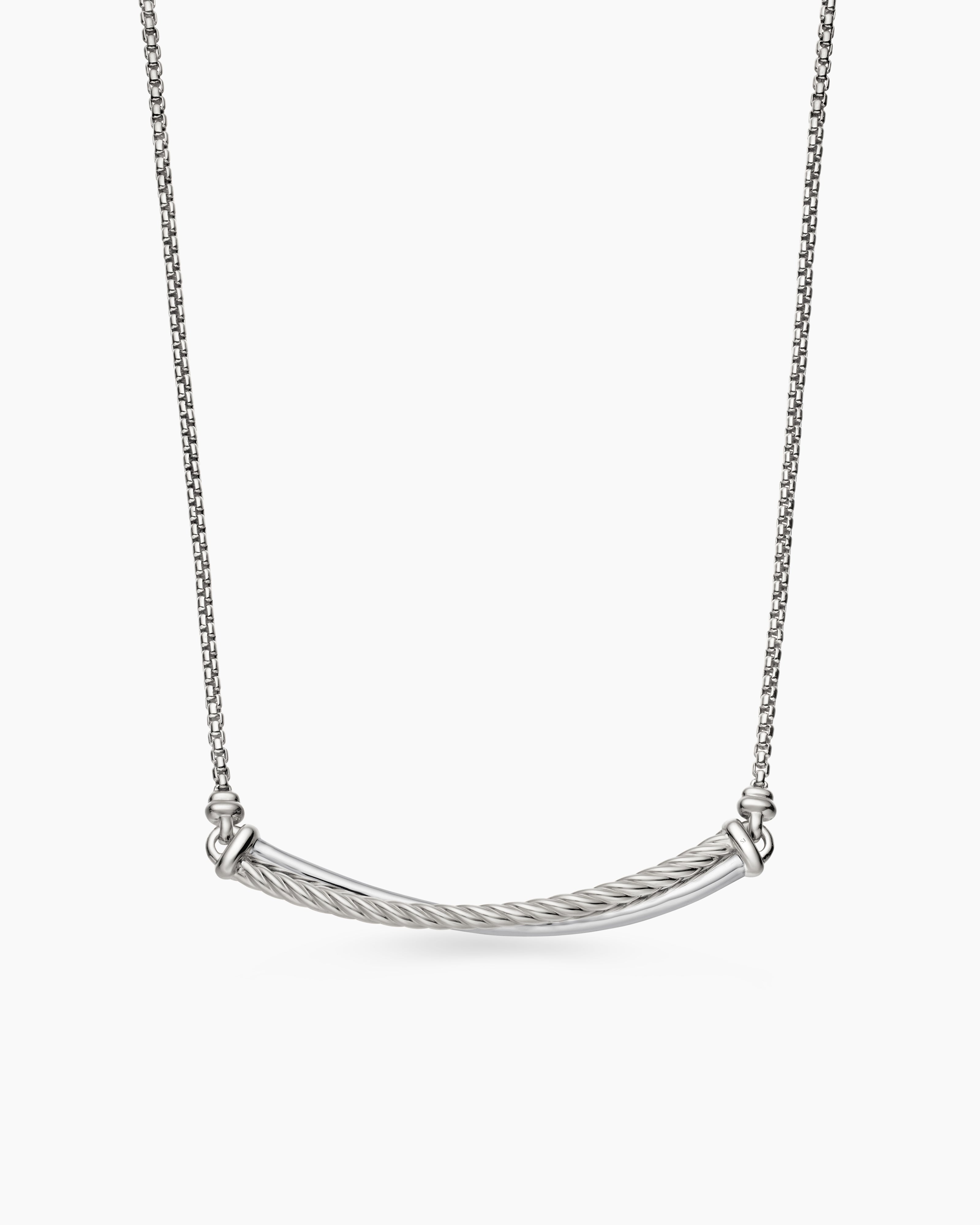 Crossover Bar Necklace in Sterling Silver with Diamonds | David Yurman