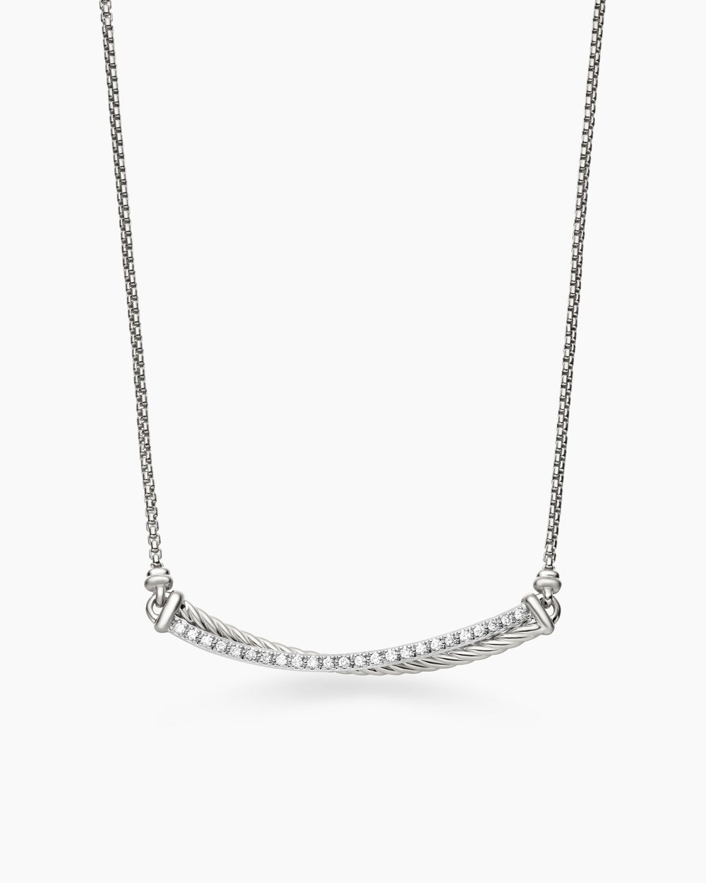 Collier à barre Crossover en argent sterling avec diamants femmes