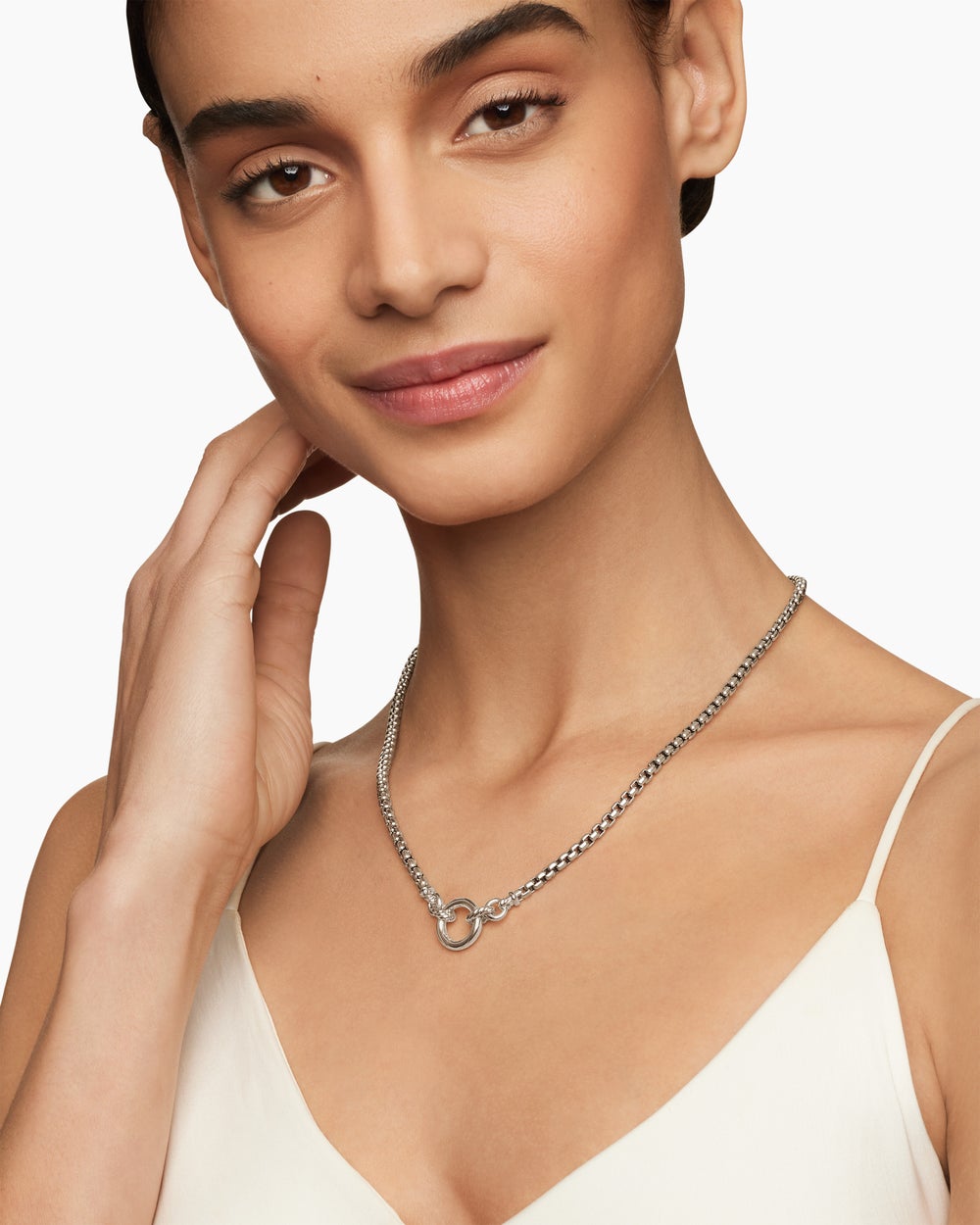 Womens Smooth Amulet Vehicle Box Chain Necklace in Sterling Silver, 3.6mm