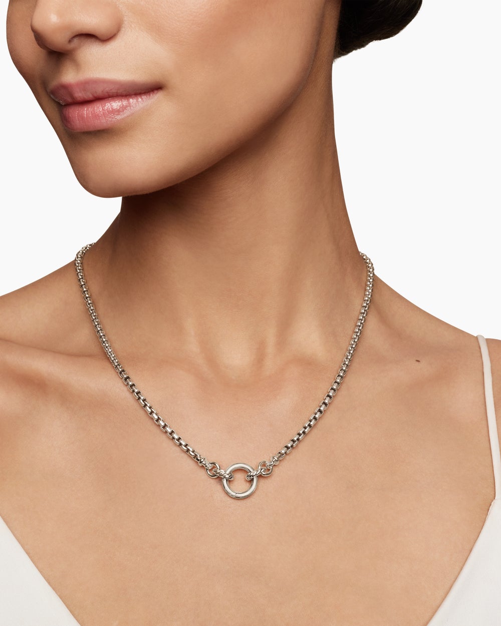 Womens Smooth Amulet Vehicle Box Chain Necklace in Sterling Silver, 3.6mm