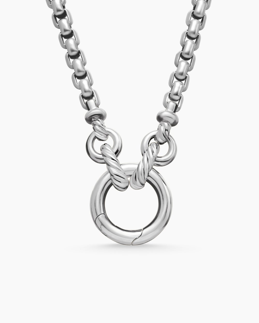 Womens Smooth Amulet Vehicle Box Chain Necklace in Sterling Silver, 3.6mm