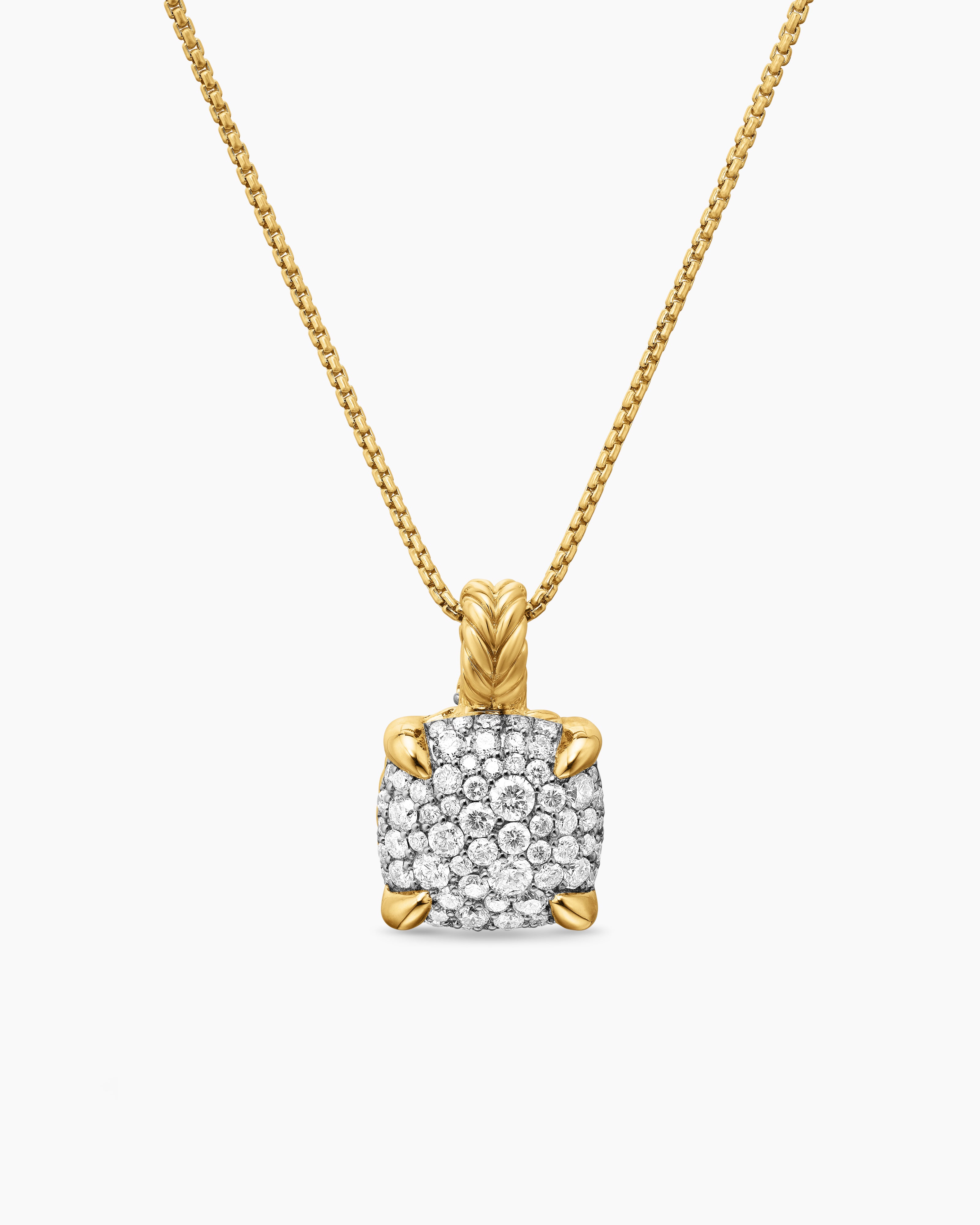 Collier pendentif Chatelaine&reg; en or jaune 18 carats avec pav&eacute; de diamants, 11 mm femme 